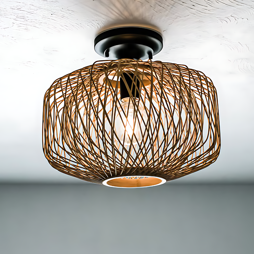 TextileTwinkle | Stilfuld Rattan Loftlampe