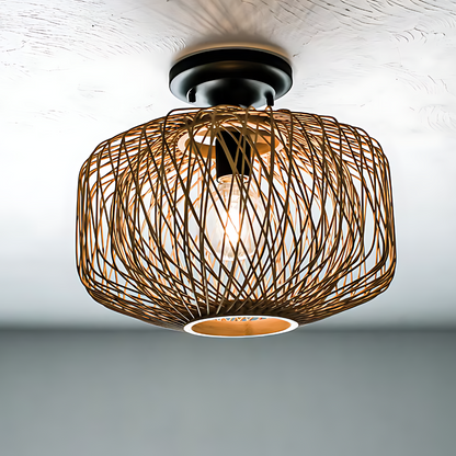 TextileTwinkle | Stilfuld Rattan Loftlampe