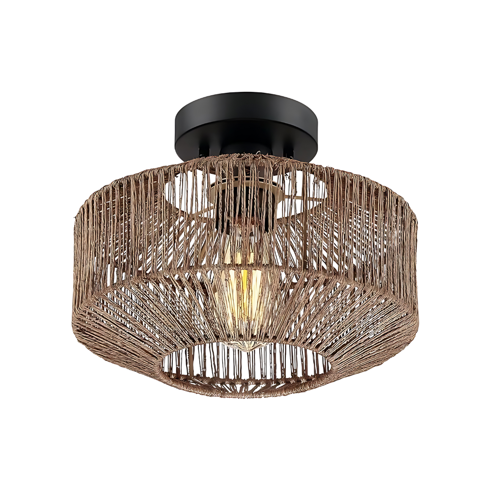 TextileTwinkle | Stilfuld Rattan Loftlampe
