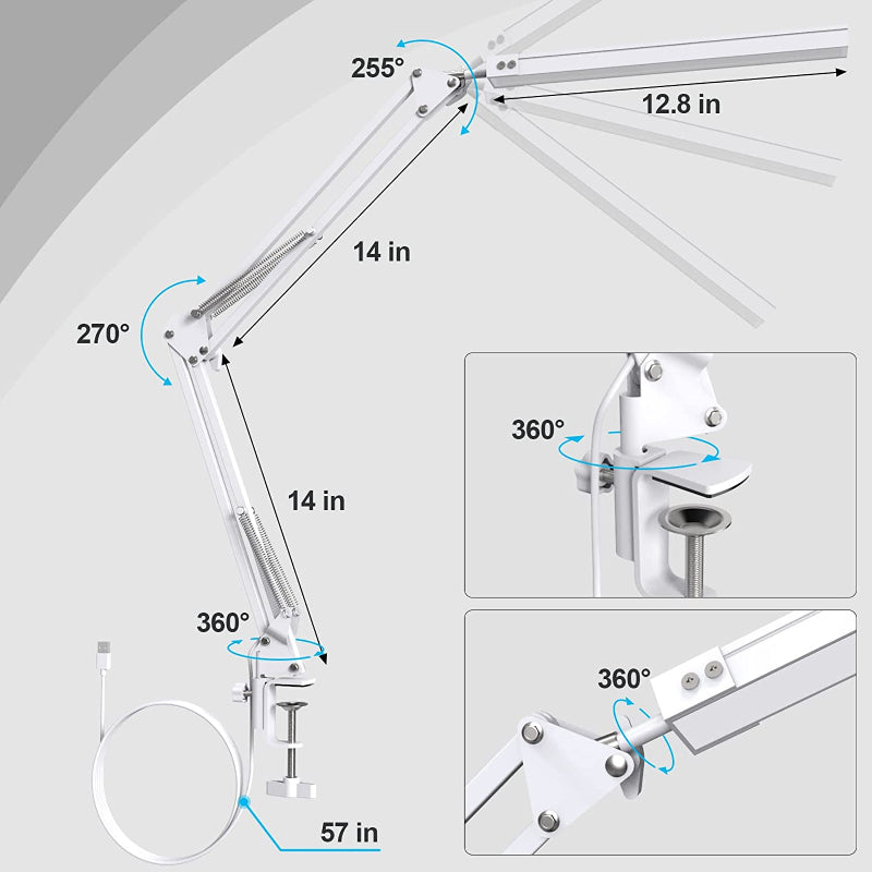 VersaLite | Justerbar LED-lampe med Klemme og Roterende Arm