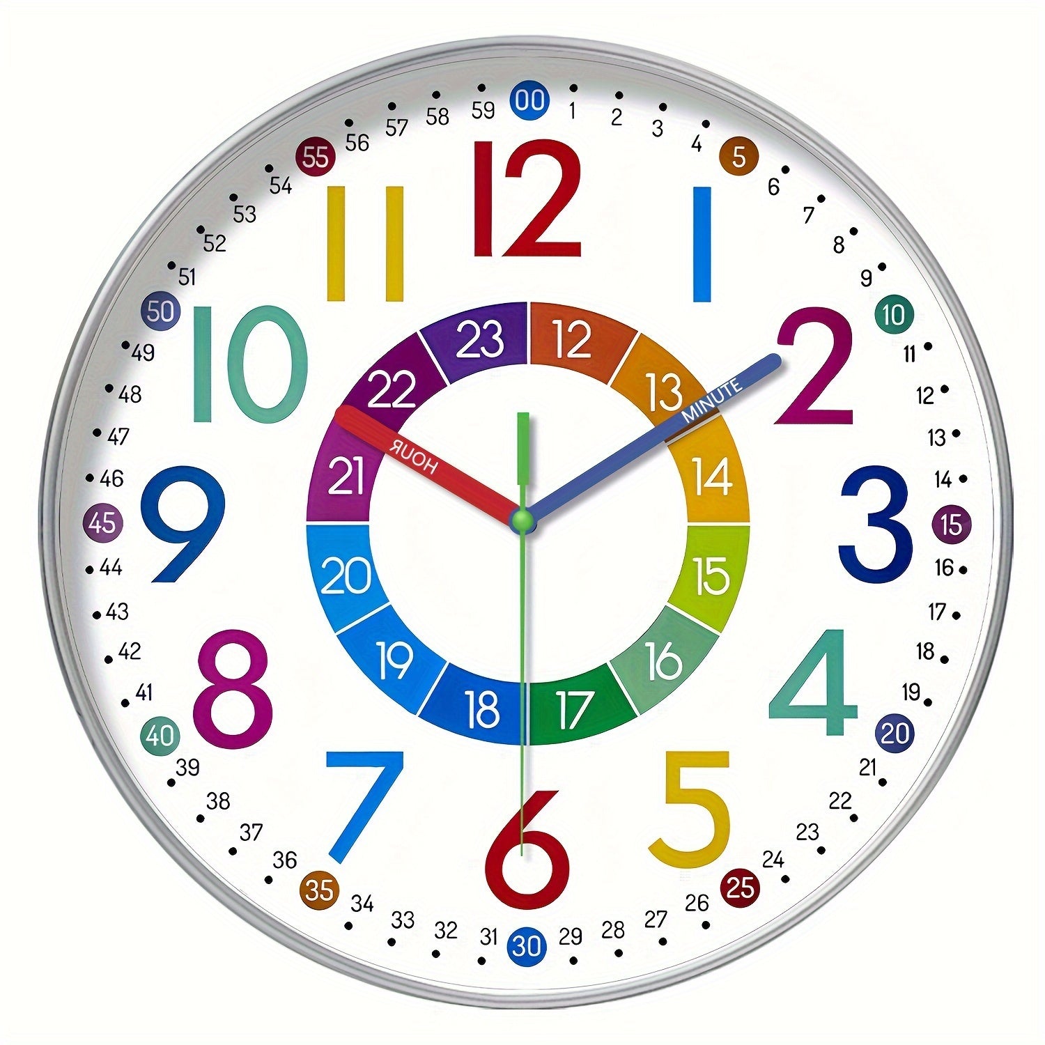 VibrantClock | Moderne Farverig Vægklokke
