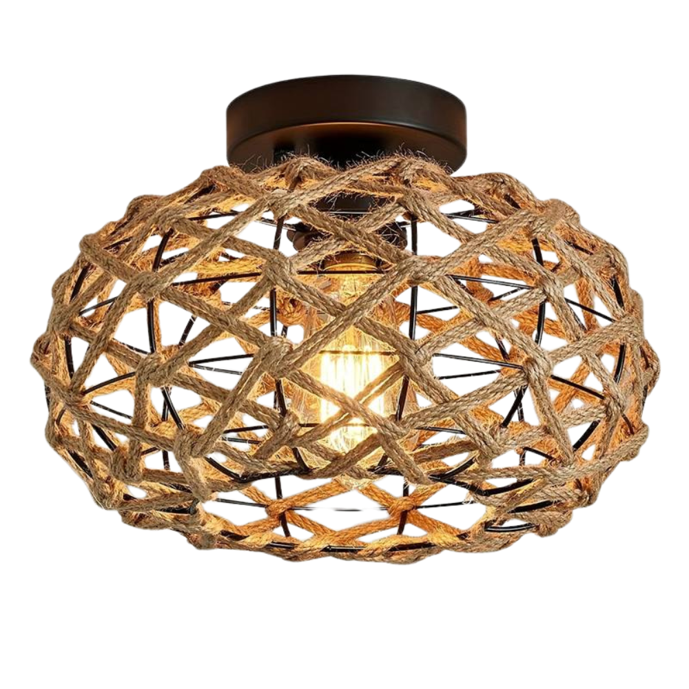 WovenWarmth | Rustikke Vævede Loftslamper