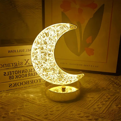 LuxeGlow™ | Elegant og Bærbar Crystal Moon-Bordlampe