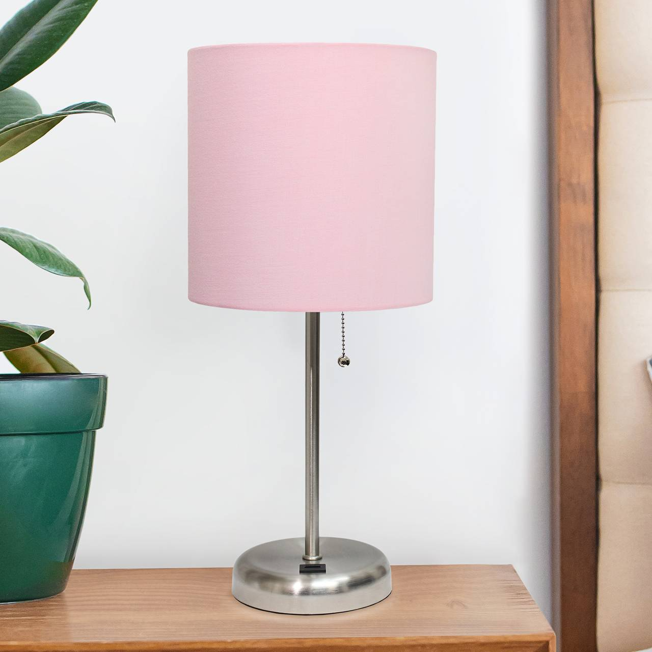 PastelGlo | Slank Lampe med Stoffet Lampeskærm